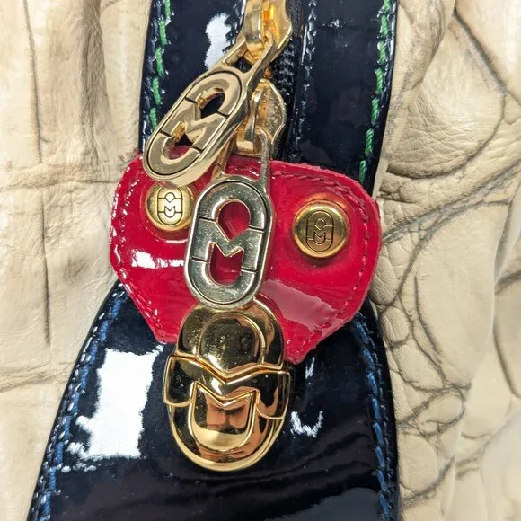 MARINO ORLANDI Cream Croc Embossed Leather Large Bag - Picture 13 of 16